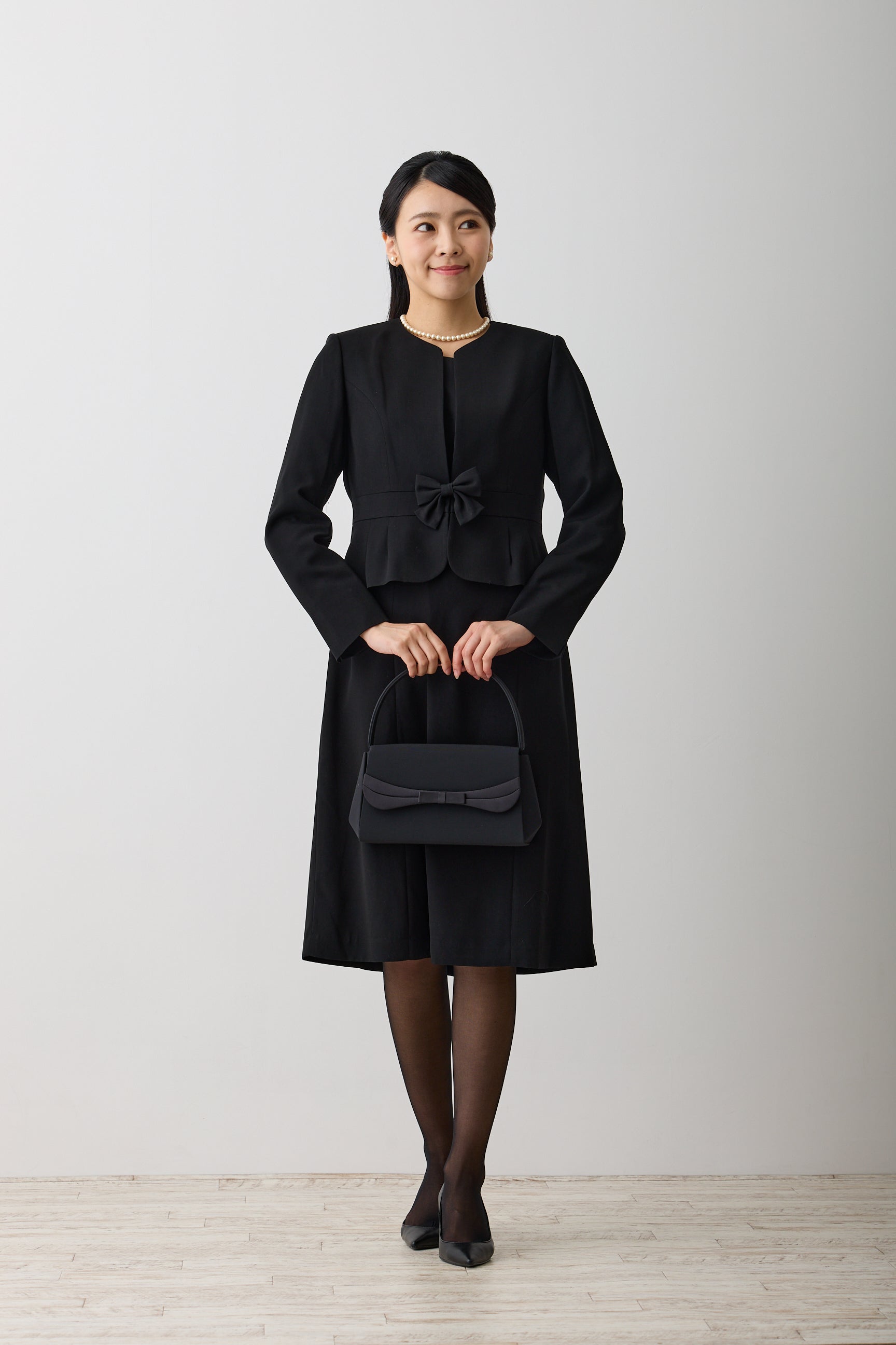 レディース喪服 ノーカラーシフォンワンピースアンサンブル レギュラー 