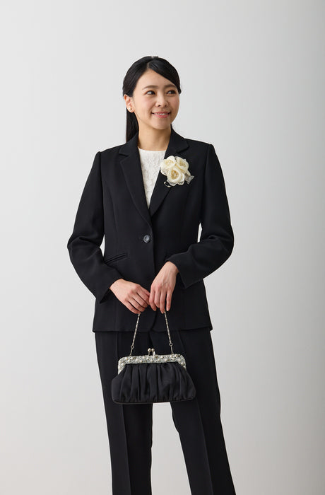 ブラックフォーマル パンツスーツ3点セット オフィス対応 net-020